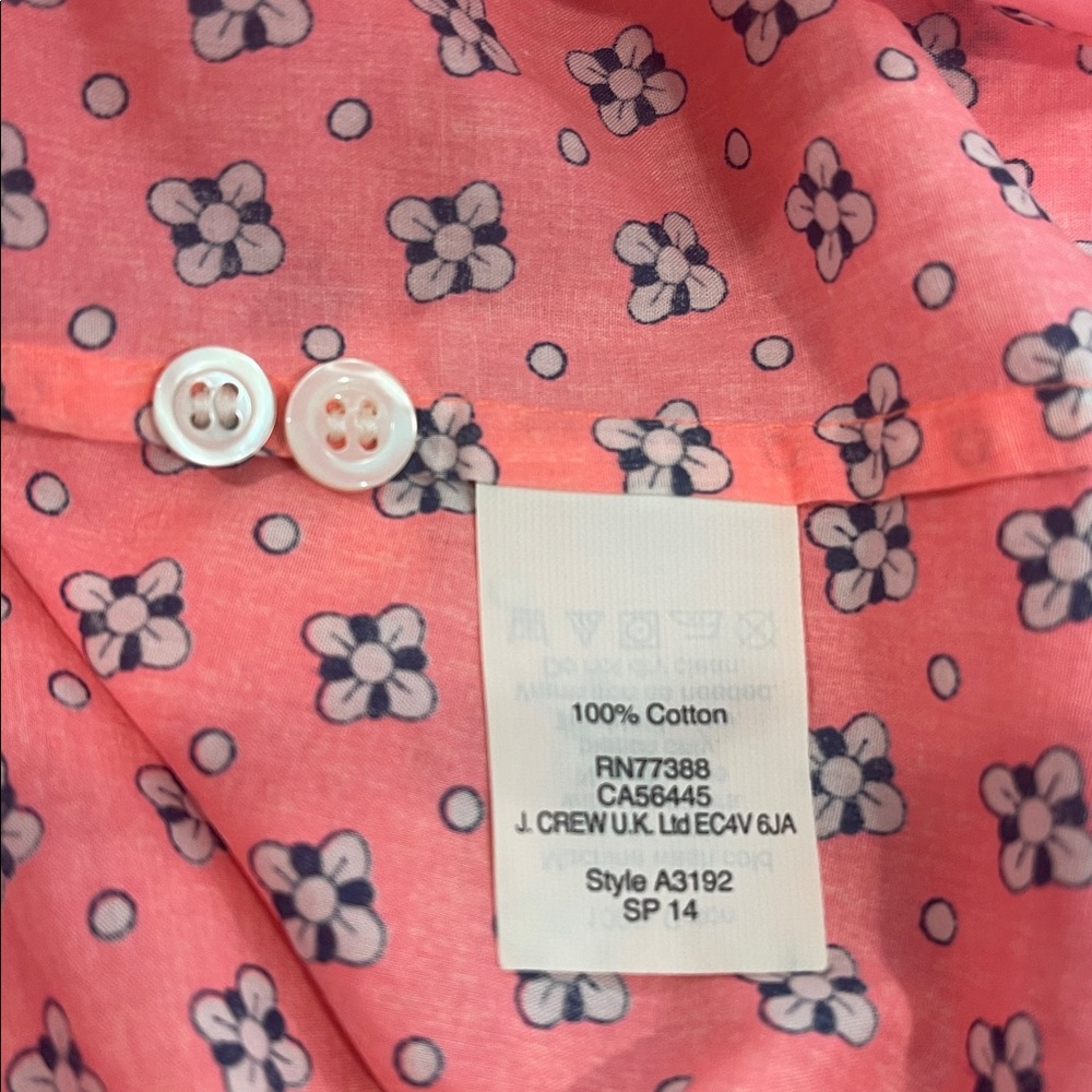 J.Crew Pink Coral Perfect Cottagecore Button-Down Shirt Size 4 - Picture 8 of 8